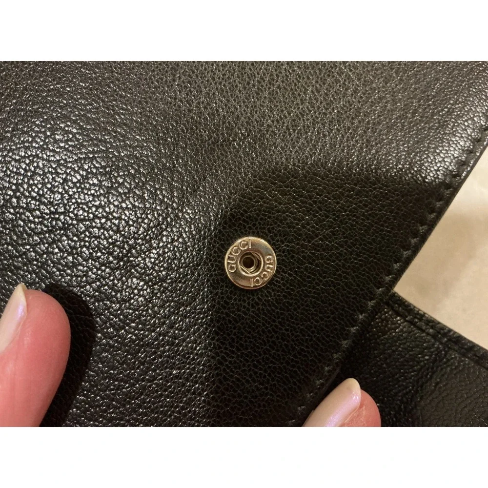 Gucci Black Pebbled Leather Continental Wallet with‎ Red & Blk Ribbon Bow Detail - Picture 11 of 16